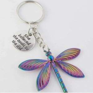 NWT!  Iridescent Dragonfly with Charm Keychain!